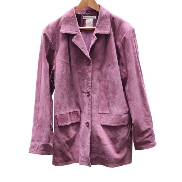 Jessica Holbrook Suede Jacket Womens Washable Leather Mauve Size‎ Large - Picture 1 of 10